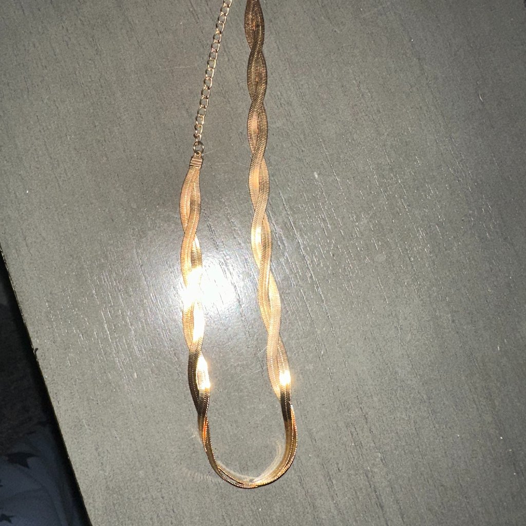 Braided Gold Tone Necklace One Size Adjustable